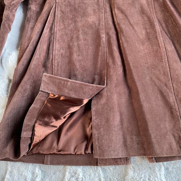 🔥Vintage Y2K Metrostyle Soft Leather Suede Classic Preppy Duster Jacket Sz 10P - Picture 13 of 16